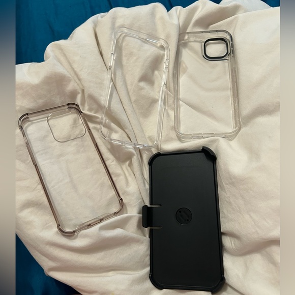 Clear iPhone Cases for 14 Plus/Pro Max with Black Clip Case - Picture 1 of 10